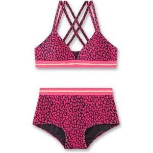 Sanetta Meisjesbikini roze leo-patroon | Comfortabele en soepele bikini van polyamide mix voor meisjes. Badmode voor kinderen, roze, 128