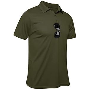 MEETYOO Poloshirt voor heren met korte mouwen, golf T-shirts voor heren met korte mouwen, sportt-shirts voor outdoor, sneldrogend, ademend, golf, slim fit zomer, Groen, XL