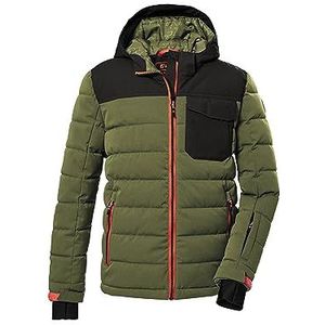 killtec Jongens Ski-jas/gewatteerde jas met capuchon en sneeuwvanger KSW 123 BYS SKI QLTD JCKT, olive 128, 39663-000