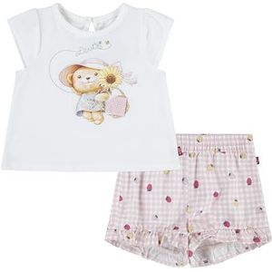 Levi's LVG LIV T-shirt en ruches korte set voor babymeisjes 1EK319 gecoördineerde outfits, Sugar Swizzle, 36 maanden, SUIKER SWIZZLE, 3 jaar