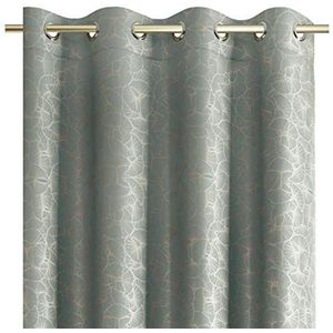 AmeliaHome Gordijn 140x250 cm oogjessjaal metallic patroon raamdecoratie decoratief gordijn Ginkgo grijs
