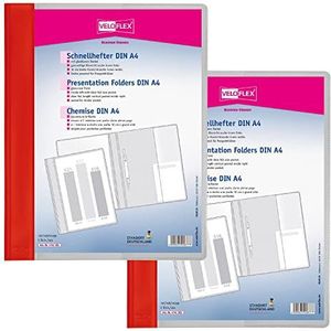 VELOFLEX A474102 - VELOFORM losbladige ordner, 2 stuks, DIN A4, lichtrood, PVC, transparante voorkant, geschikt voor brochurehoezen