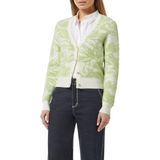 comma casual identity - Gebreid Vest - Pastelgroen - V-hals - Lange Mouw