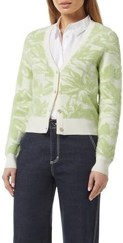 comma casual identity - Gebreid Vest - Pastelgroen - V-hals - Lange Mouw