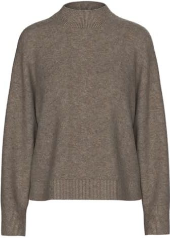Pieces - Pcmalou Ls High Neck Knit - Trui - Morel - Dames