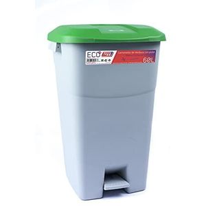 Tayg 434037 Afvalcontainer met pedaal, grijze bodem en groen deksel, 50 liter
