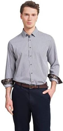 bugatti - Overhemd - Blauw - Geen Patroon