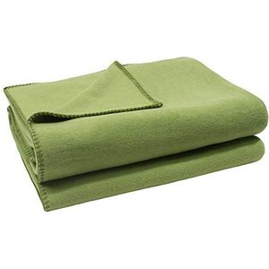 Soft Fleece deken – polarfleece deken met gehaakte steek – pluizige knuffeldeken – 160x200 cm – 650 groen – van 'zoeppritz since 1828', 103291-650-160x200