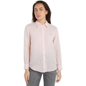 Tommy Hilfiger Dames linnen ontspannen overhemd Ls Casual Shirts, Roze, 36, Whimsy Roze, 62