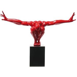 Kare Design decoratief object atleet, rood/zwart, sculptuur, decoratiefiguur, gespierde atleet, handgemaakt, natuursteen marmer, 75 cm