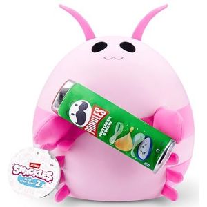 Snackles, Series 2, Roze Garrimp (Pringles, Zuivercrème & Onion), pluche speelgoed, klein (20 cm), bruine doos, roze garnalen