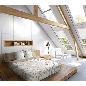 Tsuki Dit dekbedovertrek, katoen, wit, bruin, bed 150 cm