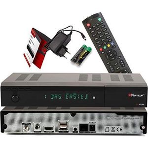 RED OPTICUM AX Atom 4K UHD digitale satellietontvanger met PVR-opnamefunctie - alfanumeriek display/HDMI / 2 USB 2.0-poorten / RJ45 LAN Ethernet/coaxiale audio-uitgang