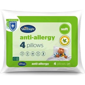 Silentnight Anti-allergie zachte kussens 4 stuks - zachte steunkussens met veerkrachtige vezels, ideaal voor voor- en buikslapers - hypoallergeen en wasbaar in de machine - verpakking van 4 stuks