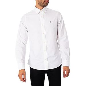 GANT Slim Oxford shirt voor heren, klassiek hemd, wit, standaard, wit, L