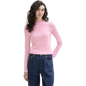 TOM TAILOR Denim T-shirt met lange mouwen voor dames, 31646 - Soft Summer Pink, XXL
