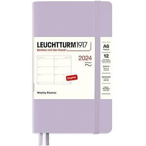 LEUCHTTURM1917 367670 weekkalender, softcover, pocket (A6) 2024, 12 maanden, lila, Engels