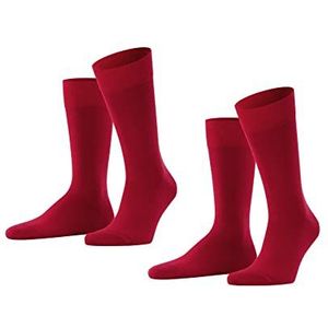 FALKE Heren Sokken Happy 2-Pack M SO Katoen eenkleurig Multipack 2 Paar, Rood (Scarlet 8228), 47-50