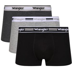Wrangler Boxershorts voor heren in zwart/houtskool/grijs, Grijs Marl/Zwart/Houtskool Marl, S
