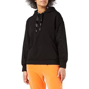 Armani Exchange Dames Hoodie With Studs On Sleeve, Front Logo Hooded Sweatshirt, zwart, L