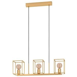 EGLO Hanglamp Cumiole, 3-lichts pendellamp eettafel, lamp hangend voor woonkamer en eetkamer, elegante eettafellamp van metaal in goud, E27 fitting