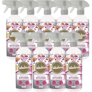 Fabulosa allesreiniger, keukenreinigingsspray voor meerdere oppervlakken met langdurige frisse geur, 9 x 500 ml, Flora