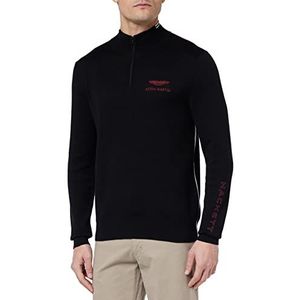 Hackett London Men's AMR gebreide HZIP pullover sweater, zwart, XL