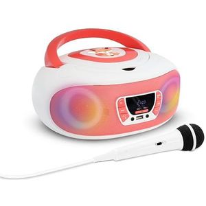MOOOV 477409 CD-speler FM-radio karaoke met microfoon en lichteffecten, draadloze BT-functie