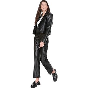 Trendyol Vrouwen rechte pijpen rechte broek met hoge taille, Zwart, 62