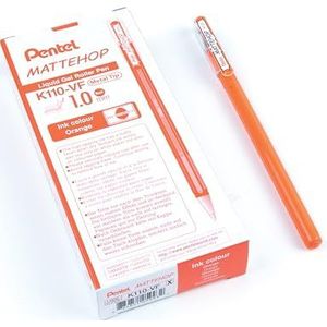 Pentel K110-VFX Mattehop Gel rollerball met zeer dekkende inkt in matte afwerking, model met dop, 1VE=12 stuks, oranje