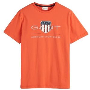 GANT Reg Archive Shield SS T-shirt, oranje-burnt oranje, M heren, Oranje - Verbrand Oranje, M
