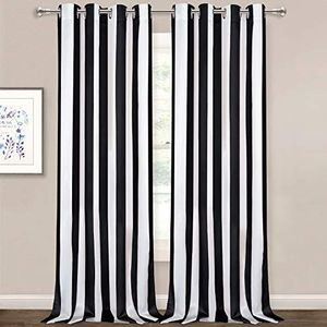 CZ Badkamer polyester douchegordijn, zwart-wit gestreept gordijn met haken, hotel douchegordijnen, machinewasbaar 180 x 180 cm