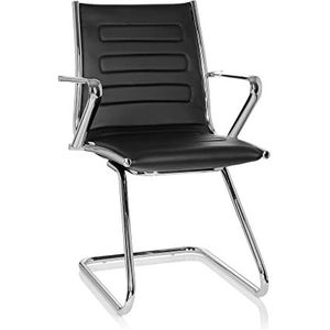 hjh OFFICE 720053 bezoekersstoel PARIBA V III kunstleer zwart cantilever stoel met armleuning, stalen frame