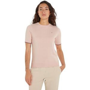 Tommy Hilfiger Trui voor dames, korte mouwen, ronde hals, Roze (Whimsy Pink), XS