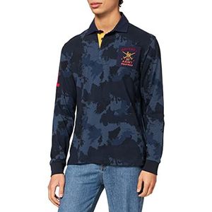 Hackett London Heren Army Camo Rby Polo Shirt, Blauw (Blauw 551), XS