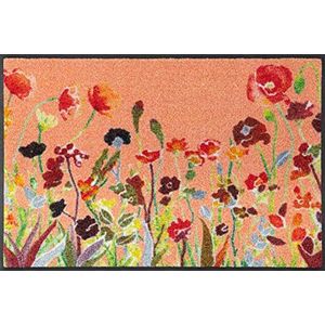 wash + dry Wildflowers deurmat, polyamide, oranje, 50x75 cm