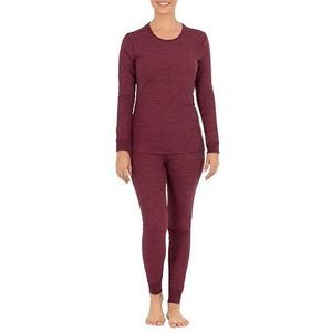 Fruit of the Loom Micro Waffle Premium Thermische Set Pyjama voor dames, Merlot Heather, XS