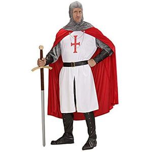 Widmann - Kostuum kruisvaarder, lange kas, broek, riem, armbanden, helm, laarstokken, cape, middeleeuwen, krijger, vechter, themafeest, carnaval