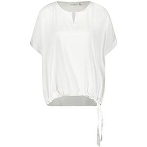 Gerry Weber Blouseshirt voor dames, met knoopdetail, korte mouwen, overgesneden schouders, blouse, korte mouwen, effen kleuren, wit/wit, 44