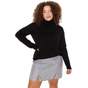 Trendyol Dames Regular Fit Basic Crew Neck Knitwear Plus Size Jumper Blazer, Zwart, 3XL grote maten