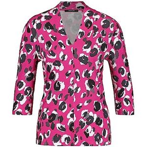 Taifun Dames 3/4 mouw shirt met allover-print 3/4 mouw T-shirt 3/4 mouw ronde hals 3/4 mouw shirt dierenprint, Lichtgevend roze patroon, 36