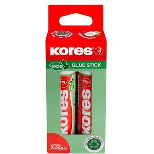 Kores Eco Lijm Stick, Solid, Wasbaar, Niet giftig, 40g, Blister Pack van 2