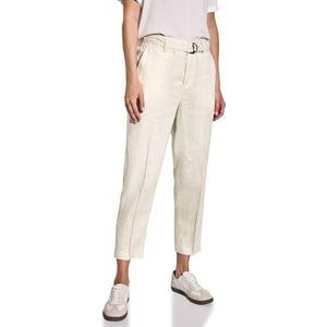 Street One Dames Linnen chino met riem in Beige, in size: 32