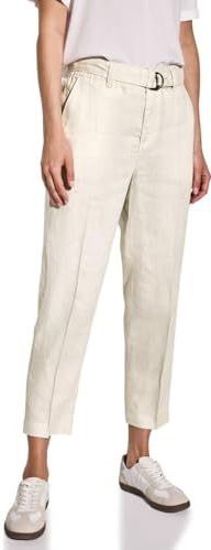Street One Dames Linnen chino met riem in Beige, in size: 32