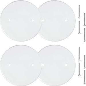 4 stuks 5 inch plafondafdekplaat metalen platte ronde elektrische afdekking blanco cirkel wandplaat met schroeven plafondventilator schakelaar dop cover, gaten zijn verdeeld 9,5 cm, wit (voor 4 inch