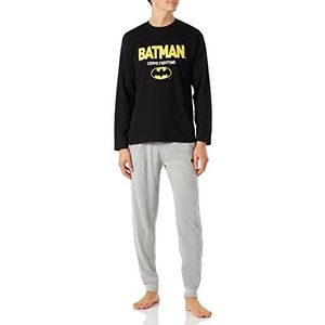 CERDÁ LIFE'S LITTLE MOMENTS Pyjama, heren, winter, Batman, 100% katoen, met lange mouwen T-shirt en lange broek, officiële DC Pijama-set, zwart, XL, zwart., XL