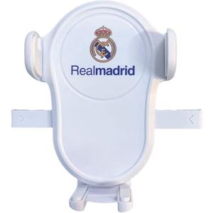 FRIENDLY LICENSE Real Madrid voetbalclub mobiele telefoonhouder voor de auto, universele compatibiliteit, wit design met officieel wapen, handsfree, officieel product