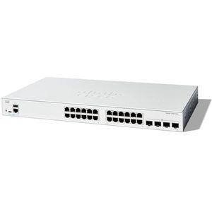 Cisco Katalysator 1200-24T-4G Slimme Schakelaar, 24 Haven GE, 4x1GE SFP, Beperkte Levenslange Bescherming (C1200-24T-4G)