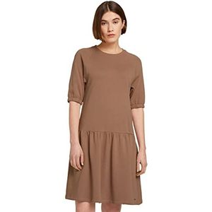 TOM TAILOR Denim Dames sweatjurk met volant 1030128, 28721 - Soft Taupe Brown, XS