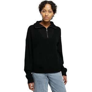 Urban Classics Dames Sweatshirt Dames Oversized Knit Troyer Black 4XL, zwart, 4XL